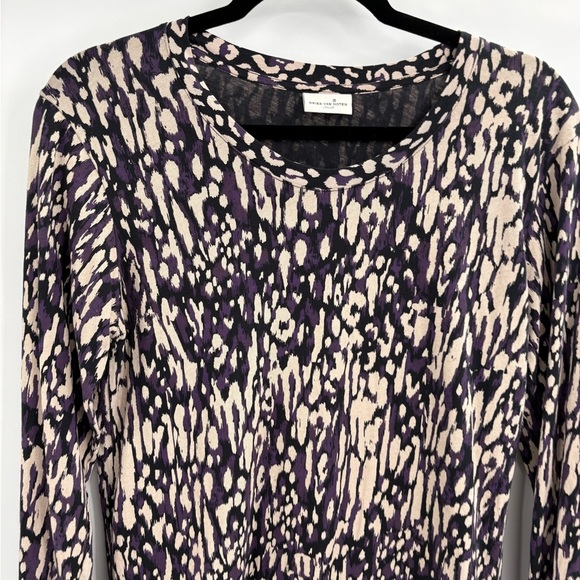 Dries Van Noten long sleeve shirt Purple cream black abstract pattern sz small - Picture 2 of 11